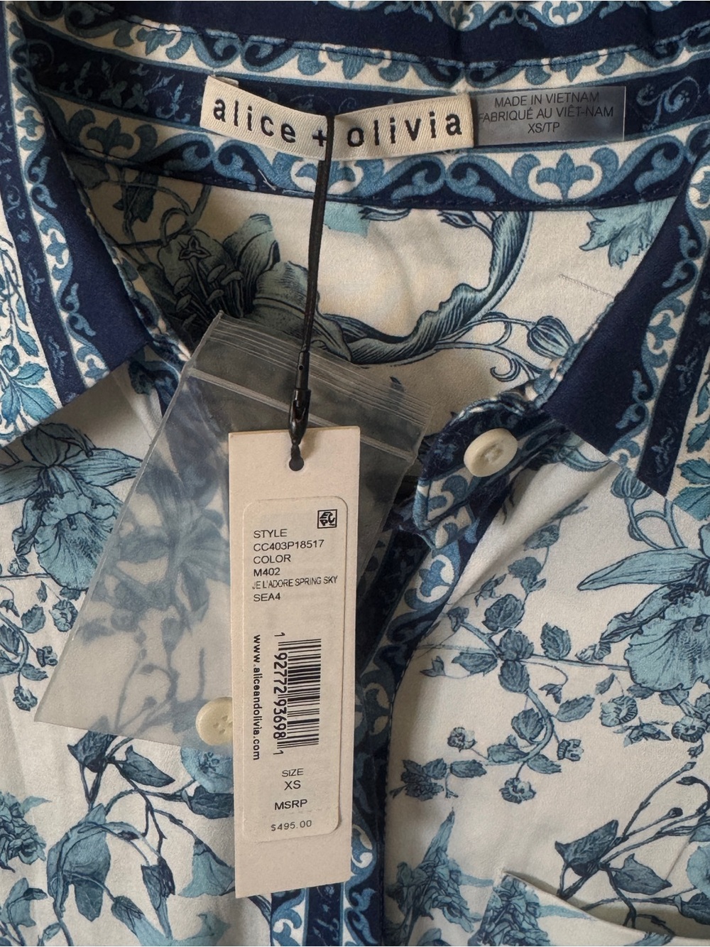 NWT Alice + Olivia Blue and White Floral Maxi Dress Size XS - Picture 9 of 11